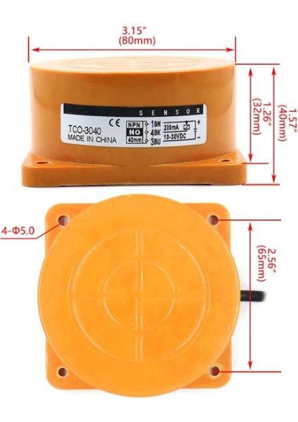 TCO-3040D 6-36V 40MM Pnp Nc Endüktif Mesafe Sensörü