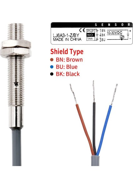 LJ6A3-1-Z/BY 6-36V 1mm Pnp No Endüktif Mesafe Sensörü