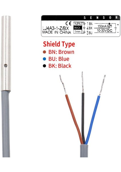 LJ4A3-1-Z/BX 6-36V 1mm Npn No Endüktif Mesafe Sensörü
