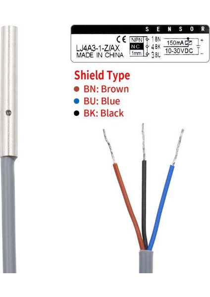 LJ4A3-1-Z/AX 6-36V 1mm Npn Nc Endüktif Mesafe Sensörü