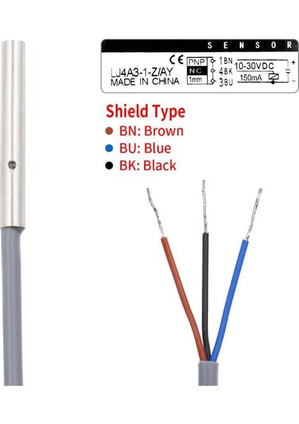 LJ4A3-1-Z/AY 6-36V 1mm Pnp Nc Endüktif Mesafe Sensörü