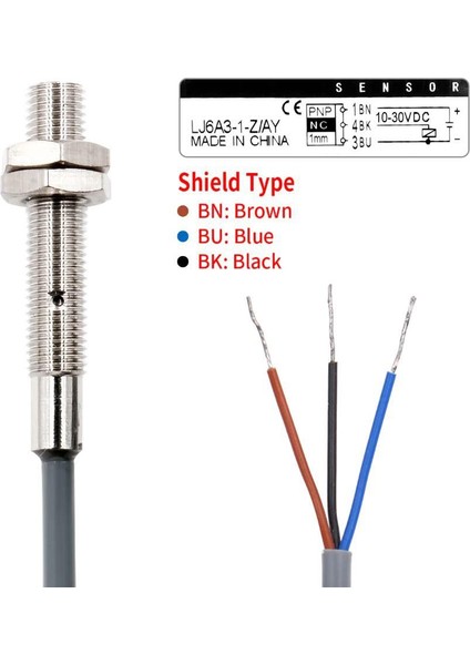 LJ6A3-1-Z/AY 6-36V 1mm Pnp Nc Endüktif Mesafe Sensörü