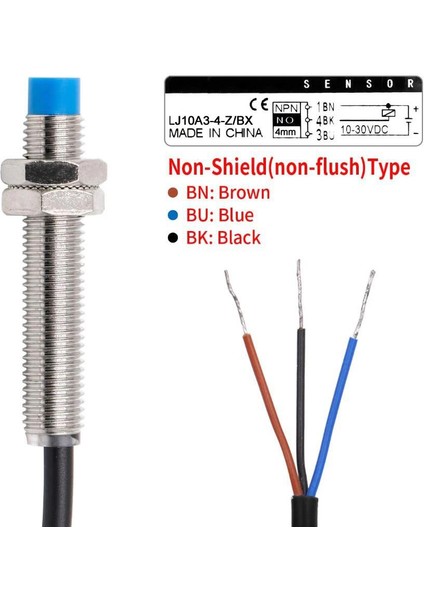 LJ10A3-4-Z/BX 6-36V 4mm Npn No Endüktif Mesafe Sensörü