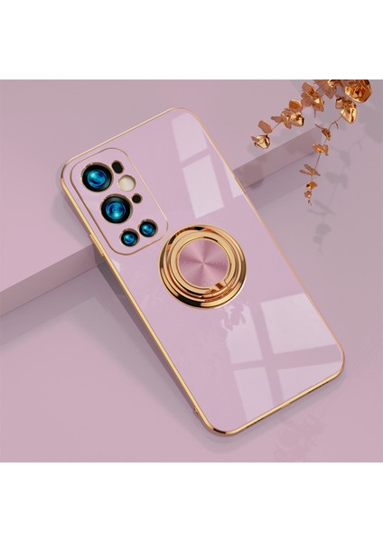 Oneplus 9 Pro İçin Telefon Kılıfı Roating Ring Standlı Elektro Kaplama Tpu Kılıf (Yurt Dışından)