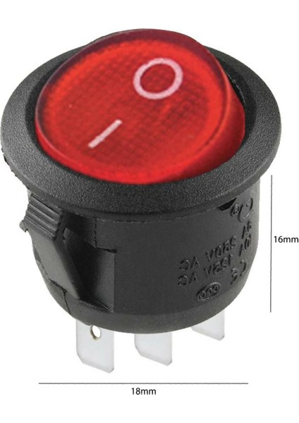 16MM On-Off Power Yuvarlak Switch Anahtar 3 Pin