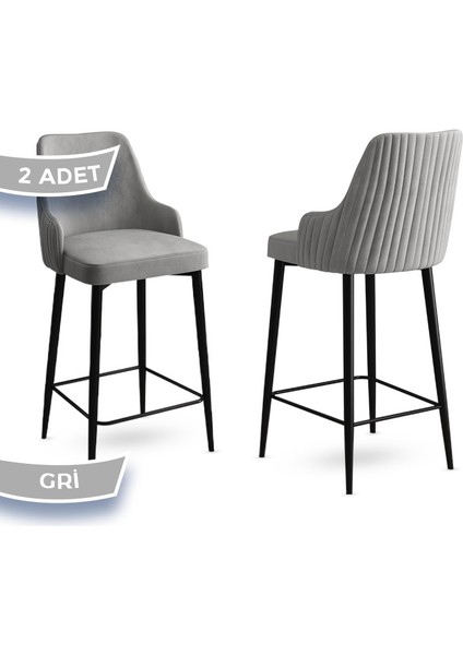 Concept Enox Serisi, Yemek Odası Bar Sandalyesi, Babyface Kumaş, Siyah Metal Ayak , 2 Adet Sandalye