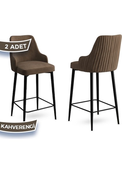 Concept Enox Serisi, Yemek Odası Bar Sandalyesi, Babyface Kumaş, Siyah Metal Ayak , 2 Adet Sandalye