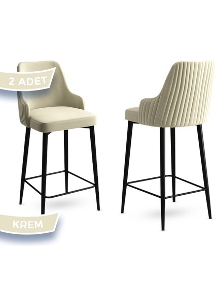 Concept Enox Serisi, Yemek Odası Bar Sandalyesi, Babyface Kumaş, Siyah Metal Ayak , 2 Adet Sandalye