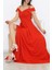 Modaymış Madonna Yaka Uzun Elbise Kırmızı - 58871.1592.