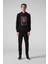 Maymun Baskılı Kapüşonlu Siyah Erkek Sweatshirt 1