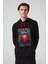 Maymun Baskılı Kapüşonlu Siyah Erkek Sweatshirt 5