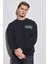 Regular Fit Normal Kesim %100 Pamuk Bisiklet Yaka Siyah Sweatshirt 3