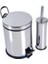 Krom 2'li Set 5 Lt Pedallı Çöp Kovası Wc Klozet Fırça Seti 1