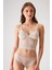Taş Rengi 4831 Pedli Şerit Detaylı Balensiz Dantelli Bralet Sütyen Takım / Iç Çamaşır Takımı 1