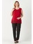 3207 Etek Ucu Dantelli Şifon Büyük Beden Şık Bluz Kırmızı 3