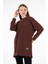 BRAKO TEKSTİL Kadın Camel Tunik Fitilli Tiril Kumaş Yırtmaçlı Tunik Armalı Oversize Tunik 3