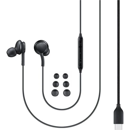 Huawei Mate 20 Pro Uyumlu Mikrofonlu Kulakiçi Type-C Kulaklık Siyah Renk