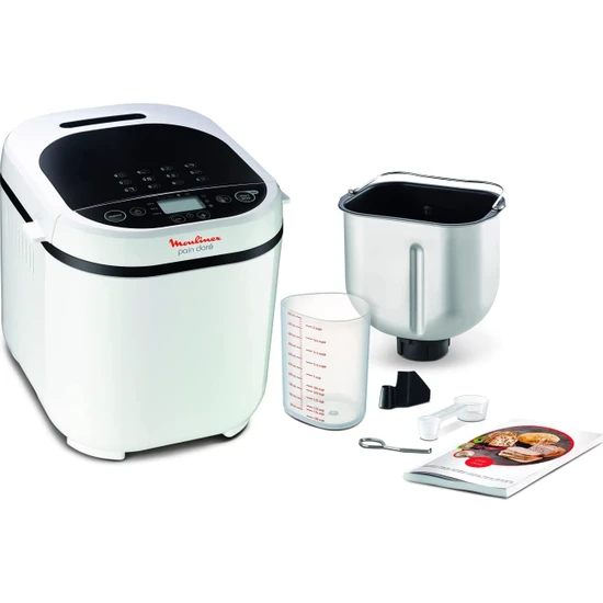 Moulinex OW2101 Pain Doré Ekmek Makinesi, 720 W, 1 Kg, 12 Otomatik Program, 3 Ağırlık ve Kızartma Kademesi, LCD Ekran, Ekmek Makinesi, Pizza, Makarna, Tatlılar, Reçeller,