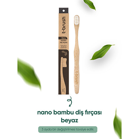 Nano Vegan Bambu Diş Fırçası - Ultra Soft (Hassas Dişler için) - Beyaz Renk - Plastiksiz