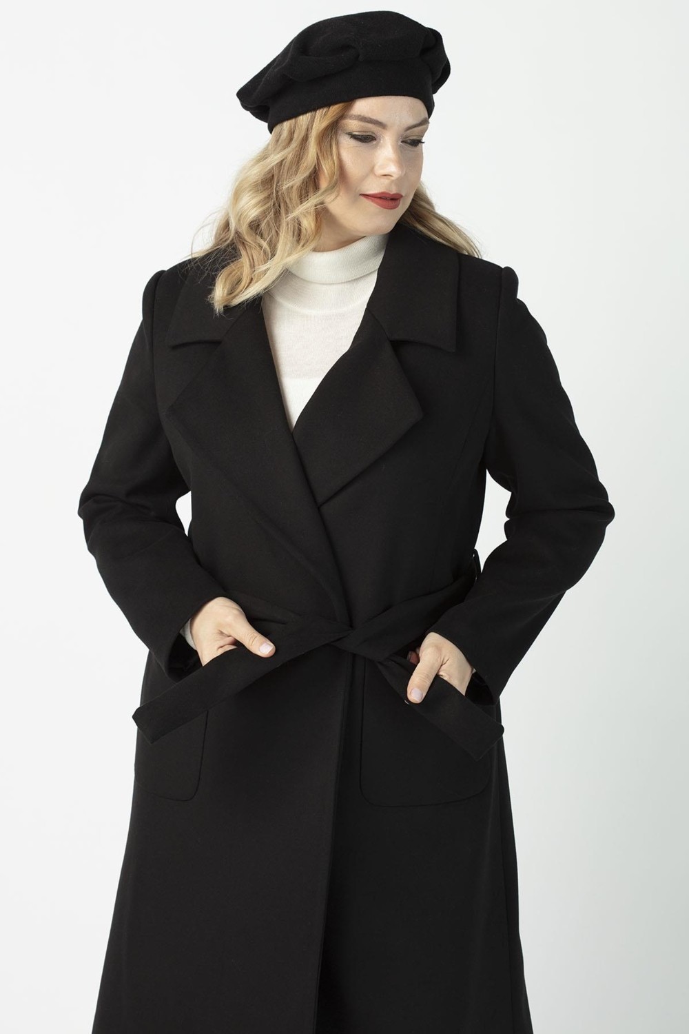 Moda Berray 904 Kahve Mono Yaka Torba Cepli Kaşe Kaban görsel 2