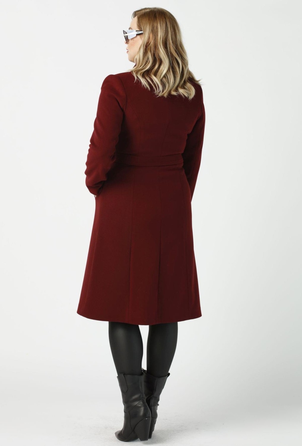 Moda Berray 923 Kadın Büyük Beden Mendil Yaka Kaban Bordo görsel 4