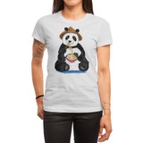 Fizello Panda Eating Noodles Panda Lover Gift Beyaz Spor Tişört