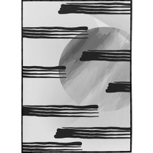 SHOP365 Ay ve Çizgiler Siyah Beyaz Gri Renkler Modern Poster P-003057