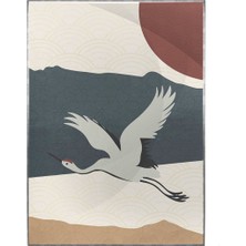 SHOP365 Kuğu ve Dağ Manzara Toprak Renkler Modern Illüstrasyon Poster P-003160