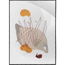 SHOP365 Bitki Gri Turuncu Kırmızı Renkler Modern Poster P-004341