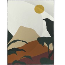SHOP365 Doğa Ay ve Güneş Palmiye Dağ Kum Illüstrasyon Poster P-003904