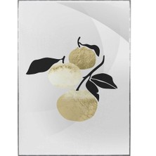 SHOP365 Meyveler Altın Gold Siyah Modern Illüstrasyon Poster P-003614