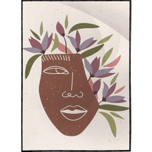 SHOP365 Kadın Yüzü ve Yapraklar Pastel Renkler Modern Poster P-001868