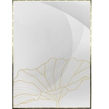 SHOP365 Lotus Çiçekleri Çizim Altın Gold Renkler Modern Poster P-000805