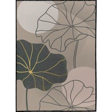 SHOP365 Nilüfer Çiçek Gold Altın Pastel Renkler Modern Illüstrasyon Poster P-002579