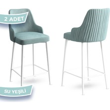 Canisa Concept Enox Serisi, Mutfak  Bar Sandalyesi,  Babyface Kumaş, Beyaz Metal Ayak, 2 Adet Sandalye