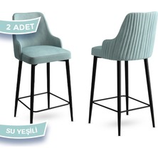 Canisa Concept Enox Serisi, Yemek Odası Bar Sandalyesi,  Babyface Kumaş, Siyah Metal Ayak , 2 Adet Sandalye