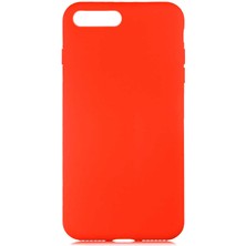 Case 4U Apple iPhone 8 Plus / 7 Plus Kılıf LSR Lansman Kapak İçi Kadife Soft Yumuşak Dokulu Liquid Silikon Turuncu