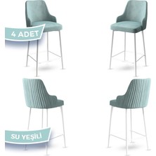 Enox Serisi, Mutfak Bar Sandalyesi,  Babyface Kumaş, Beyaz Metal Ayak 4 Adet Sandalye