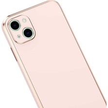 CoverZone iPhone 14 ile Uyumlu Kılıf Gold Kenar Pastel Renkli Halcyon Z-Bark Kapak Rosegold