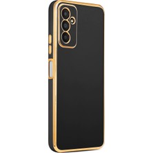 Galaxy M13 ile Uyumlu Kılıf Gold Kenar Pastel Renkli Halcyon Z-Bark Kapak Siyah