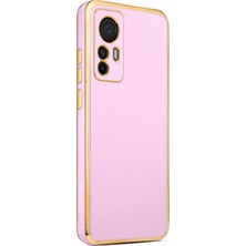 CoverZone Xiaomi Mi 12T ile Uyumlu Kılıf Gold Kenar Pastel Renkli Halcyon Z-Bark Kapak Lila