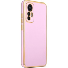 CoverZone Xiaomi Mi 12 Lite ile Uyumlu Kılıf Gold Kenar Pastel Renkli Halcyon Z-Bark Kapak Lila