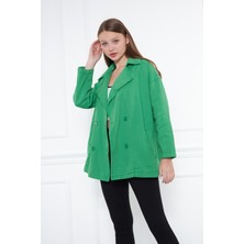 Xanthe Kadın Benetton Yeşili Oversize Jean Ceket