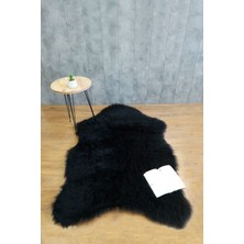 Kürk Halı Ayı 60X90 Siyah Puf Peluş Post Tüylü Dekoratif Puffy Kaymaz Yumuşak Shaggy Yolluk