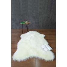 Kürk Halı Ayı 60X90 Krem Puf Peluş Post Tüylü Dekoratif Puffy Kaymaz Yumuşak Shaggy Yolluk