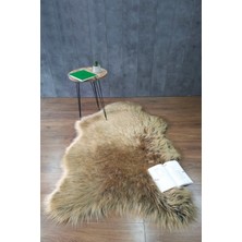 Kürk Halı Ayı 60X90 Kahve Puf Peluş Post Tüylü Dekoratif Puffy Kaymaz Yumuşak Shaggy Yolluk