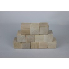 aliwooden 12 Li Naturel Büyük Küp (5 Cm)