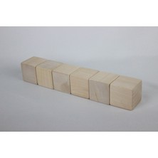 aliwooden 6 Lı Naturel Büyük Küp (5 Cm)