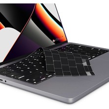 Novstrap Apple Macbook Pro 16 Inç M1 A2485 ile Uyumlu Türkçe Q Klavye Siyah Klavye Koruyucu Kılıf