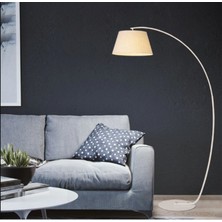 Riolight  Retro,rustik,vintage2 Hareketli Krem Kumaş Başlık Beyaz Metal Gövde Lambader Köşe Lambası